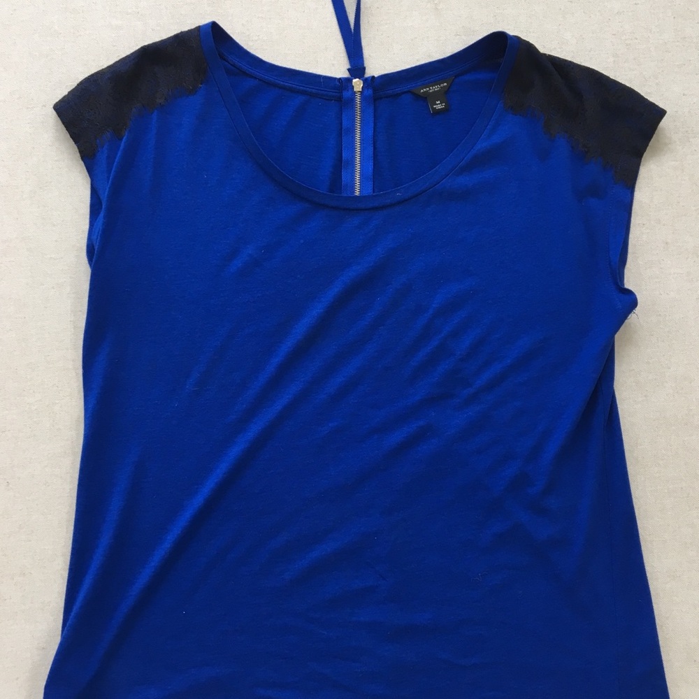 Ann taylor top with lace detail on shoulder